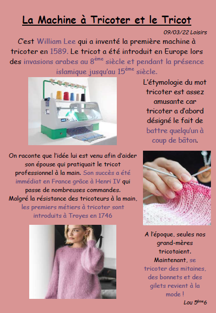 Article tricot lou